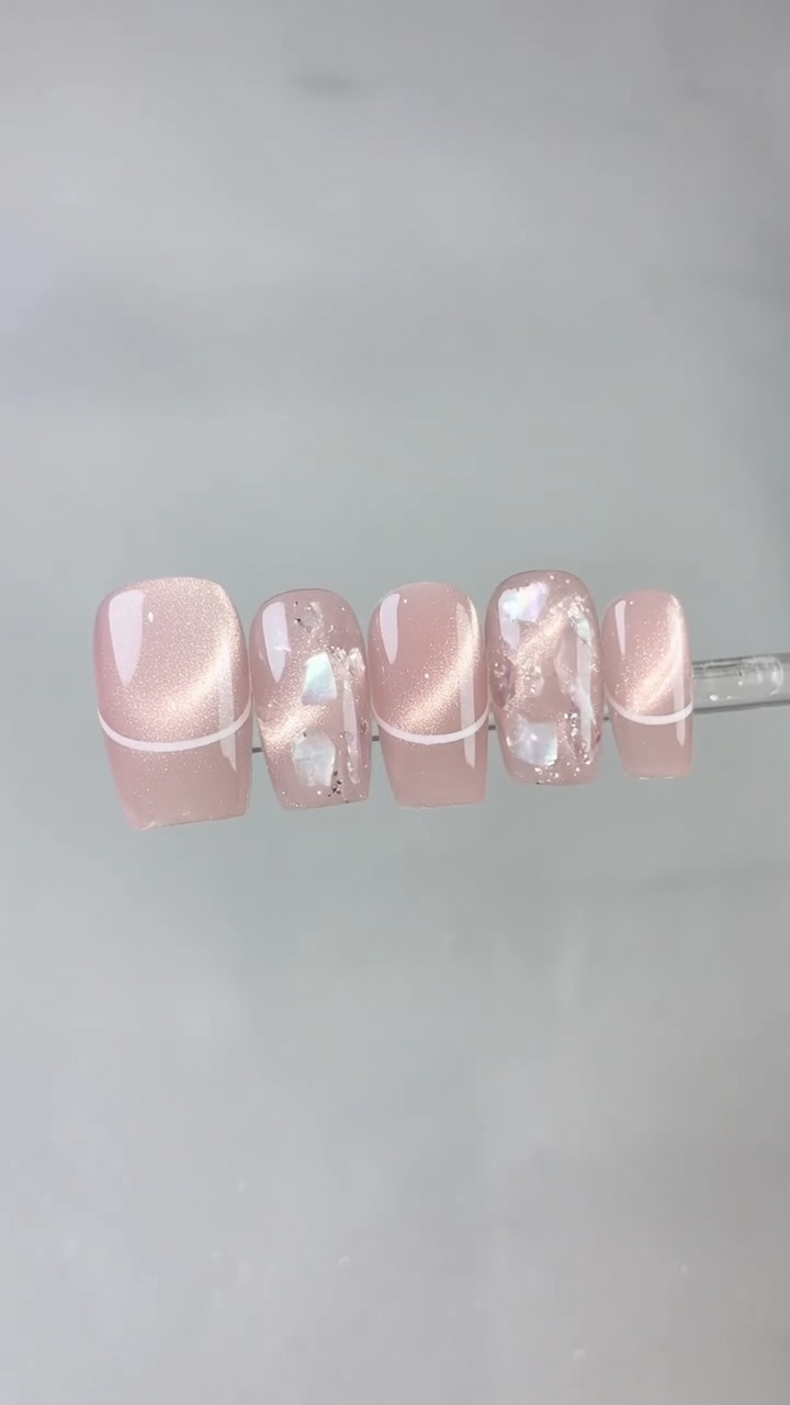 Nude Pink French Laser Cat-Eye Nails — Step-by-Step Tutorial