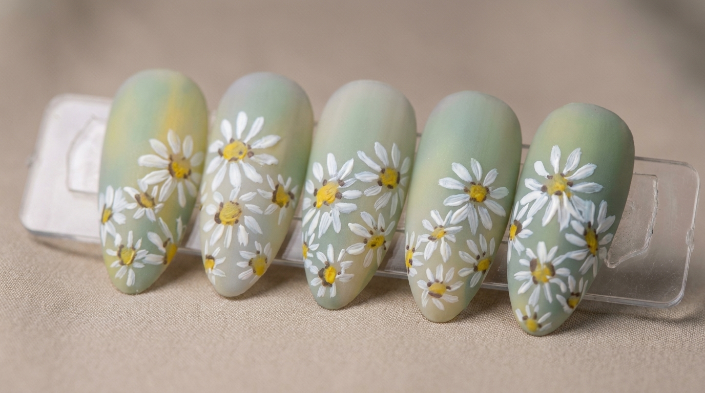 Oil Painting Style Daisy Nail Art — Artistic Floral Tutorial