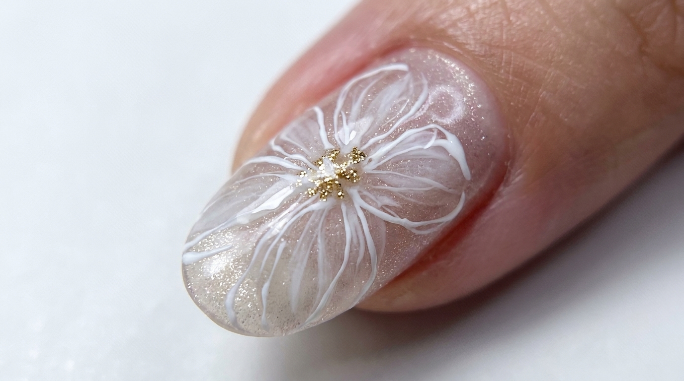 Layered White Floral Gel Nail Art — Step-by-Step Tutorial