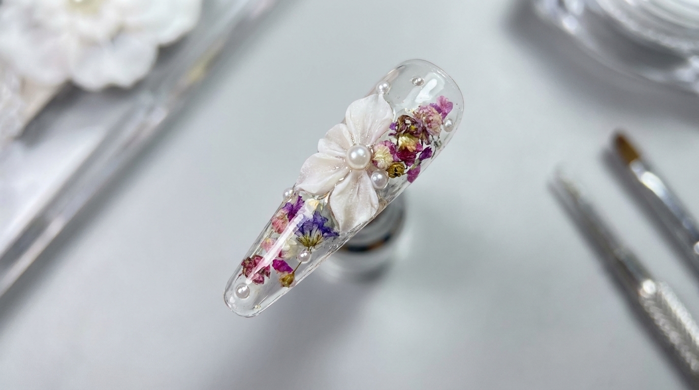Frozen Dried Flower 3D Sculpted Nail Art Tutorial