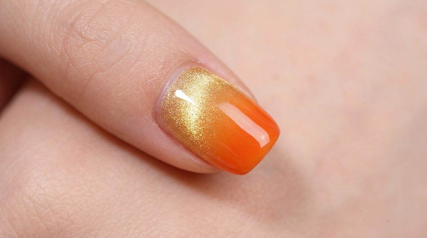 Sunset Orange Cat-Eye Gradient Nails — Step-by-Step Tutorial