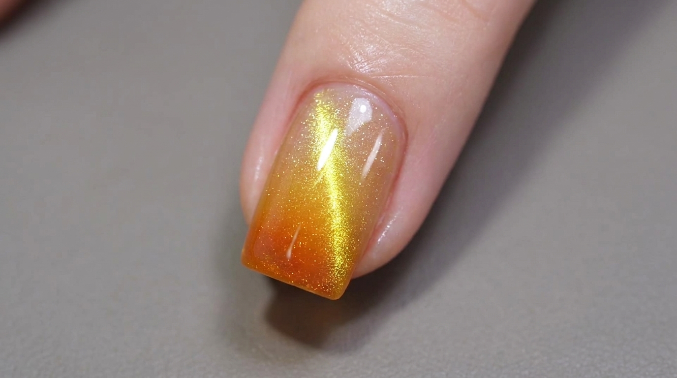 Sunset Orange Sea Cat Eye Nails — Glass Bead Gradient Tutorial