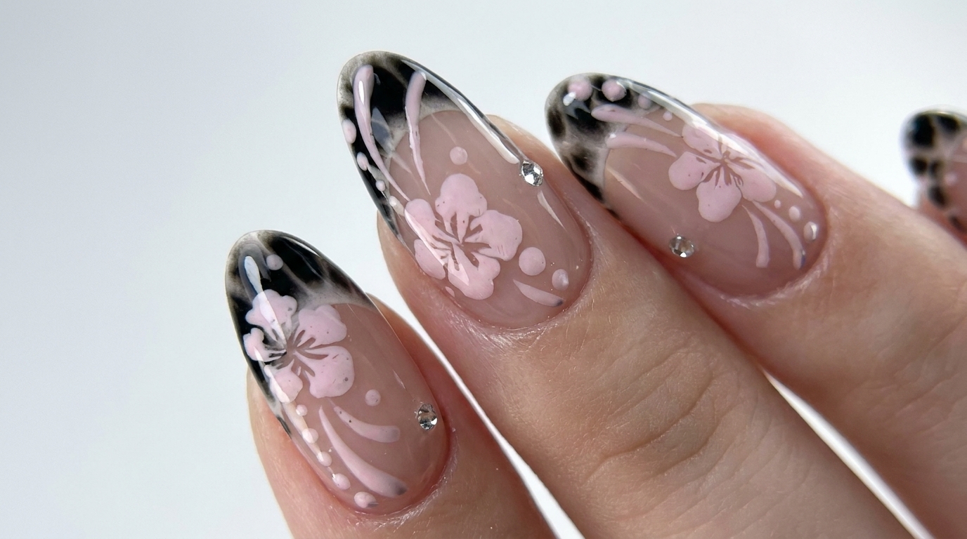 Retro Y2K Cherry Blossom French Tip Nails — Step-by-Step Tutorial