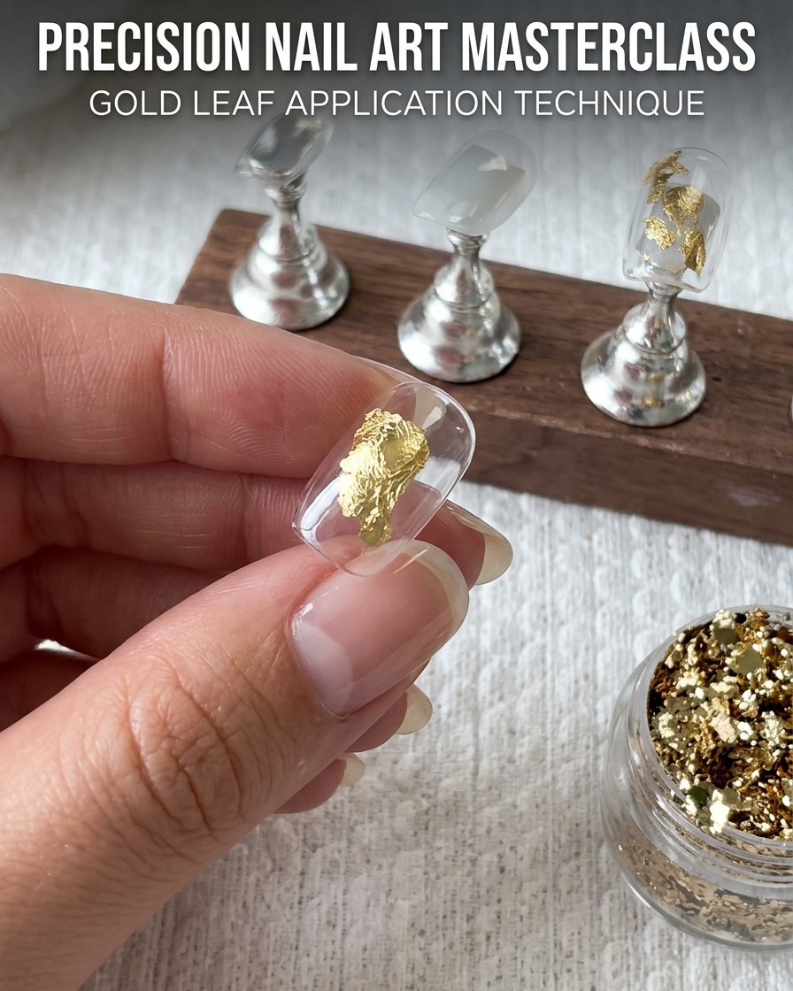 A nail tip resting inside a UV/LED lamp with the light activated, curing the gel polish.