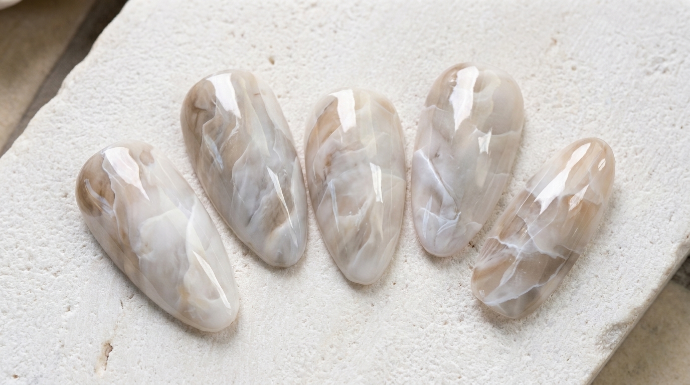 Japanese-Style Layered Marble Gel Nails — Elegant Stone Design Tutorial