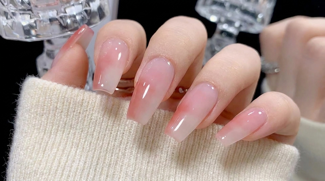 Soft Two-Tone Jelly Ombre Nails — Step-by-Step Tutorial