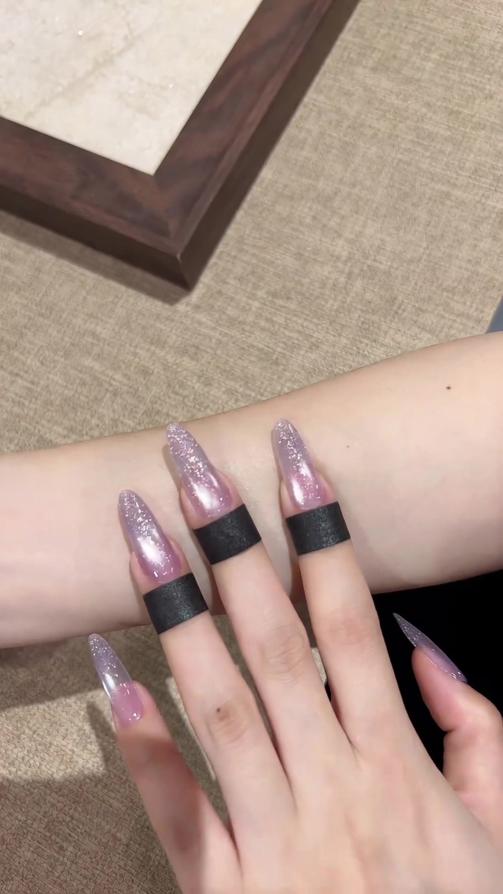 Purple Glitter Gradient Cat Eye Nails — Sophisticated Galaxy Tutorial