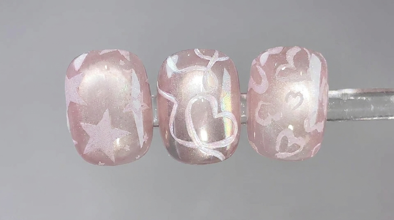 Pink Stamped Cat-Eye Nail Art Tutorial
