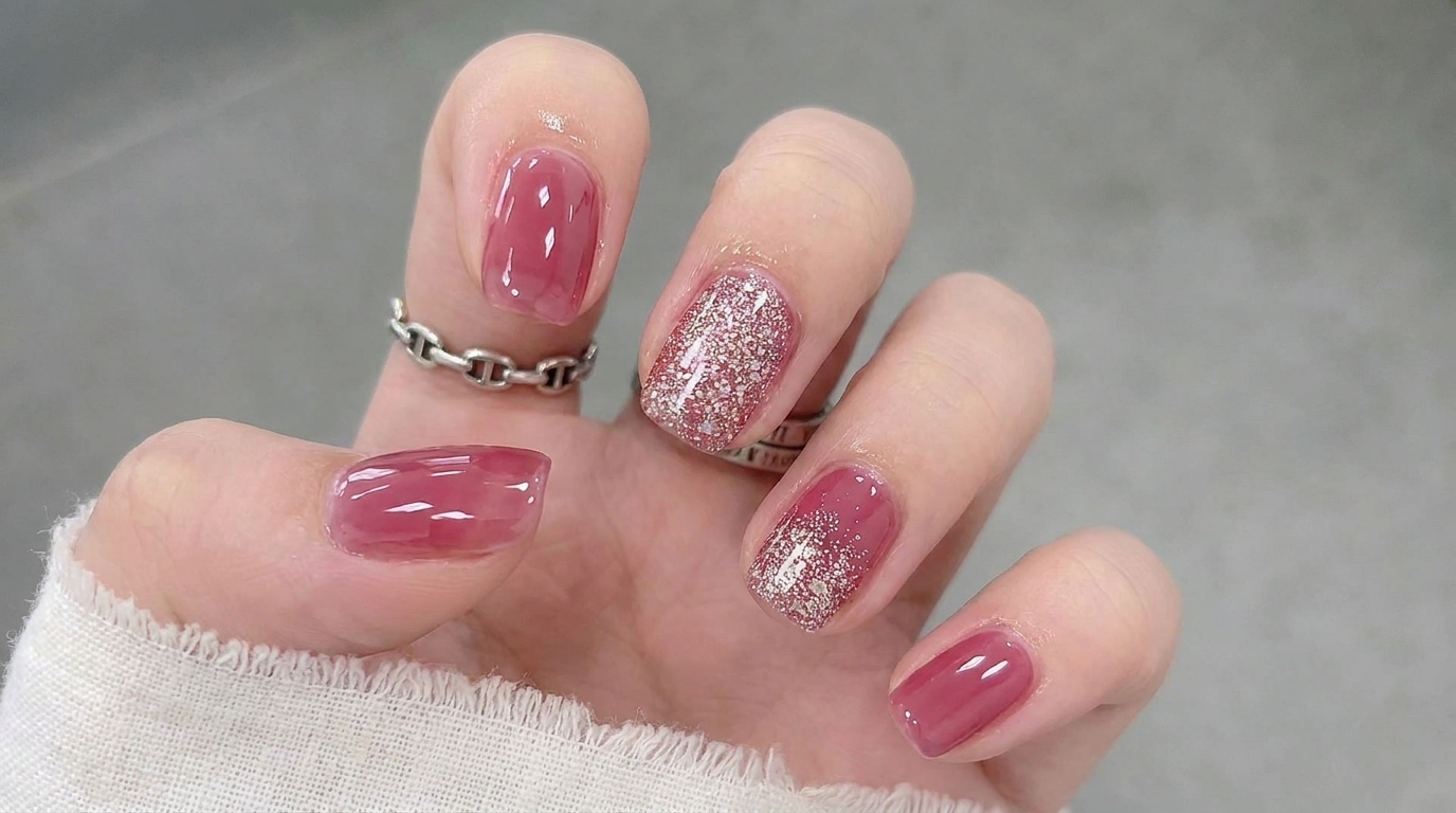 Ice Jelly Glitter Gel Nails — Easy Step-by-Step Tutorial