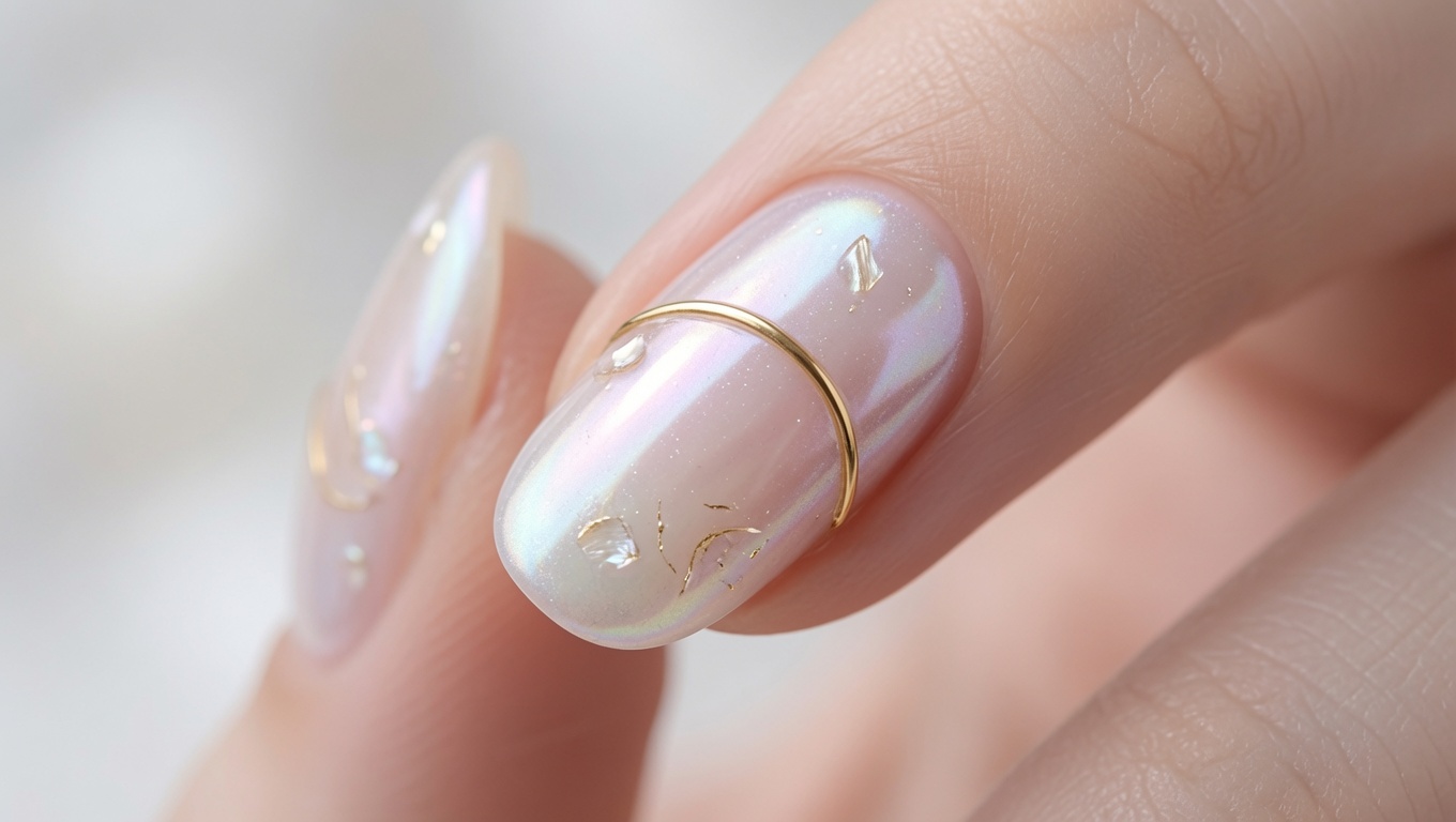 Transparent Aurora Chrome Nail Art with Shell Fragments — Step-by-Step Tutorial