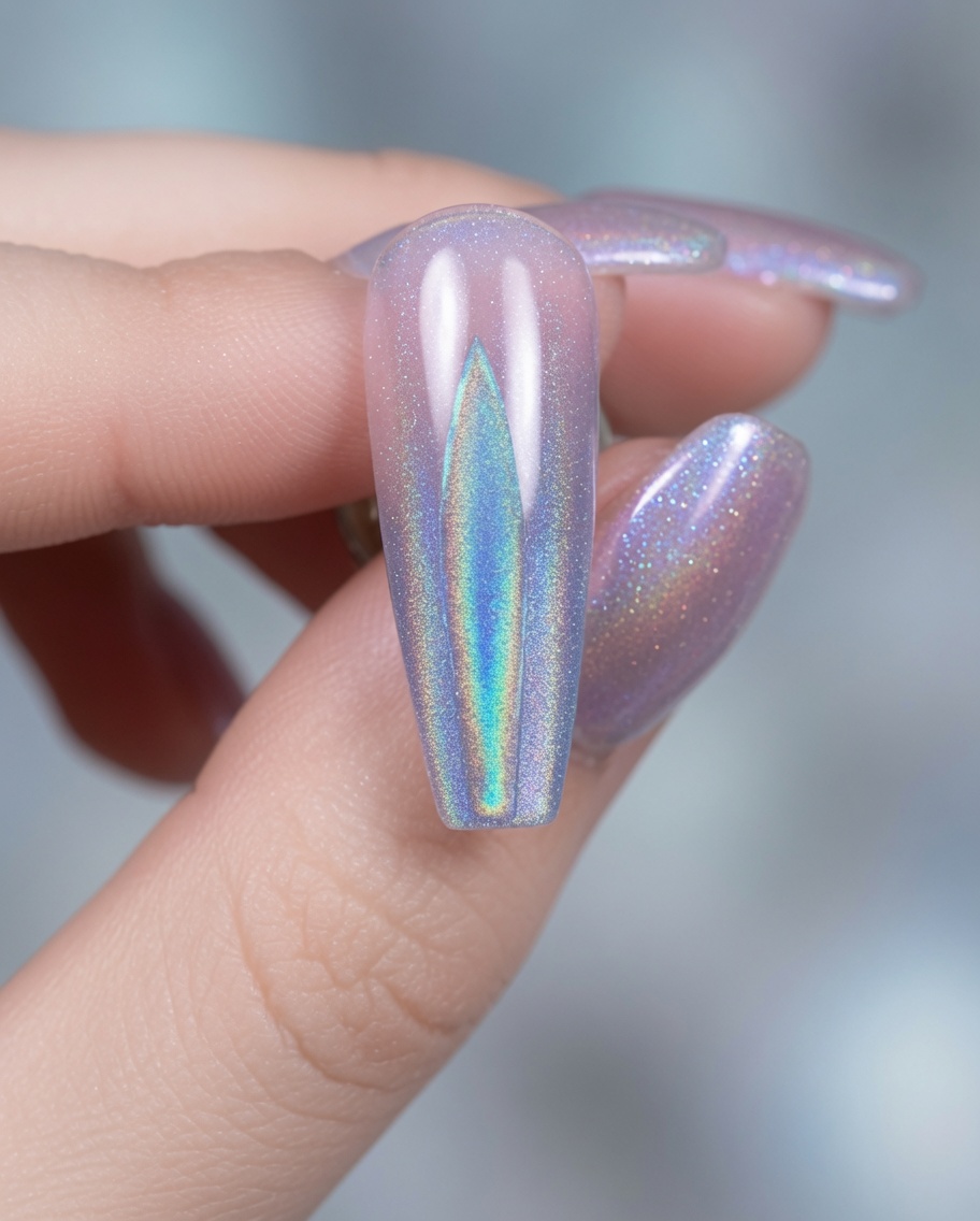 A hand using a lint-free wipe to clean the surface of a cured gel nail.