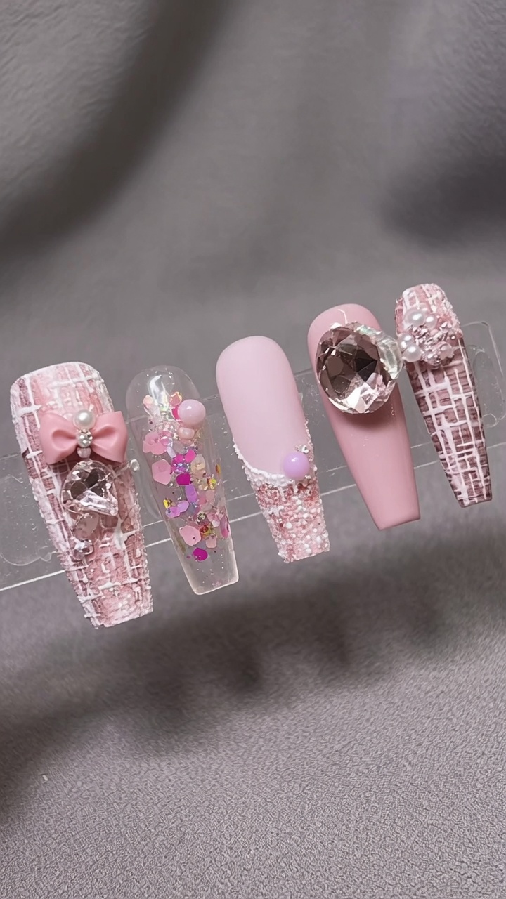 Pink Autumn/Winter Tweed Nail Art Tutorial