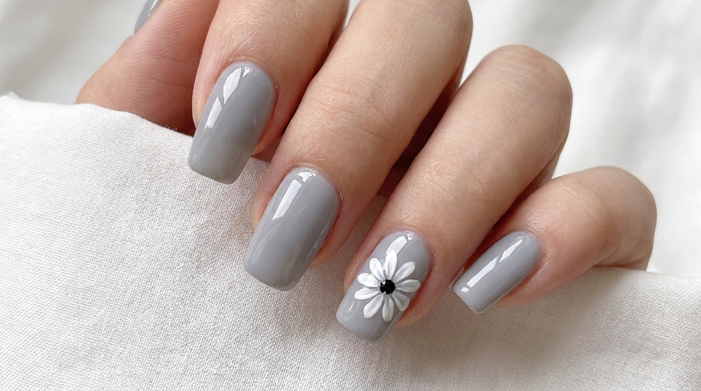 Japanese-Style Daisy Floral Gel Manicure — Beginner Step-by-Step Tutorial