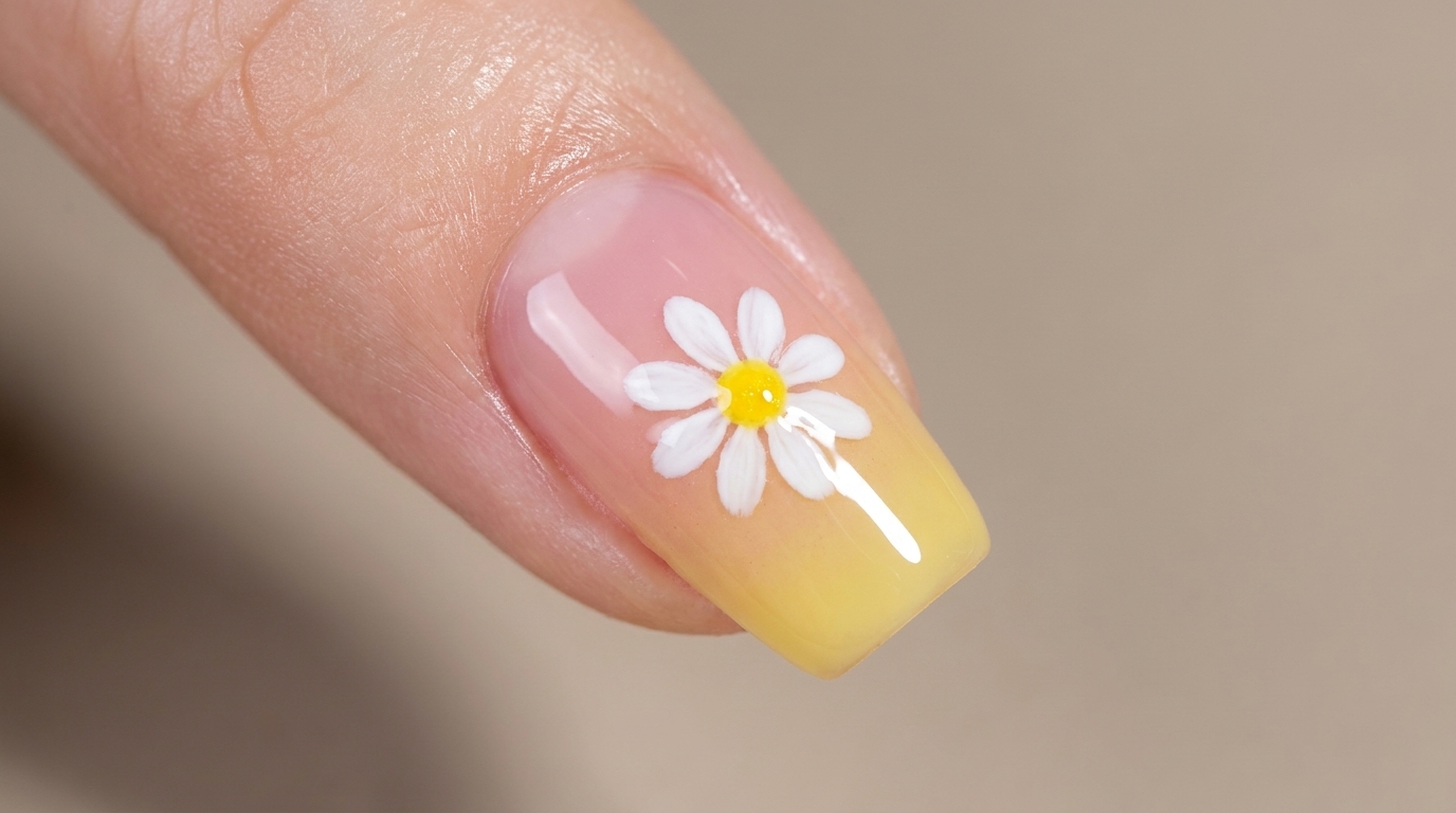 Spring Daisy Gradient Nails — Easy Ombre Tutorial