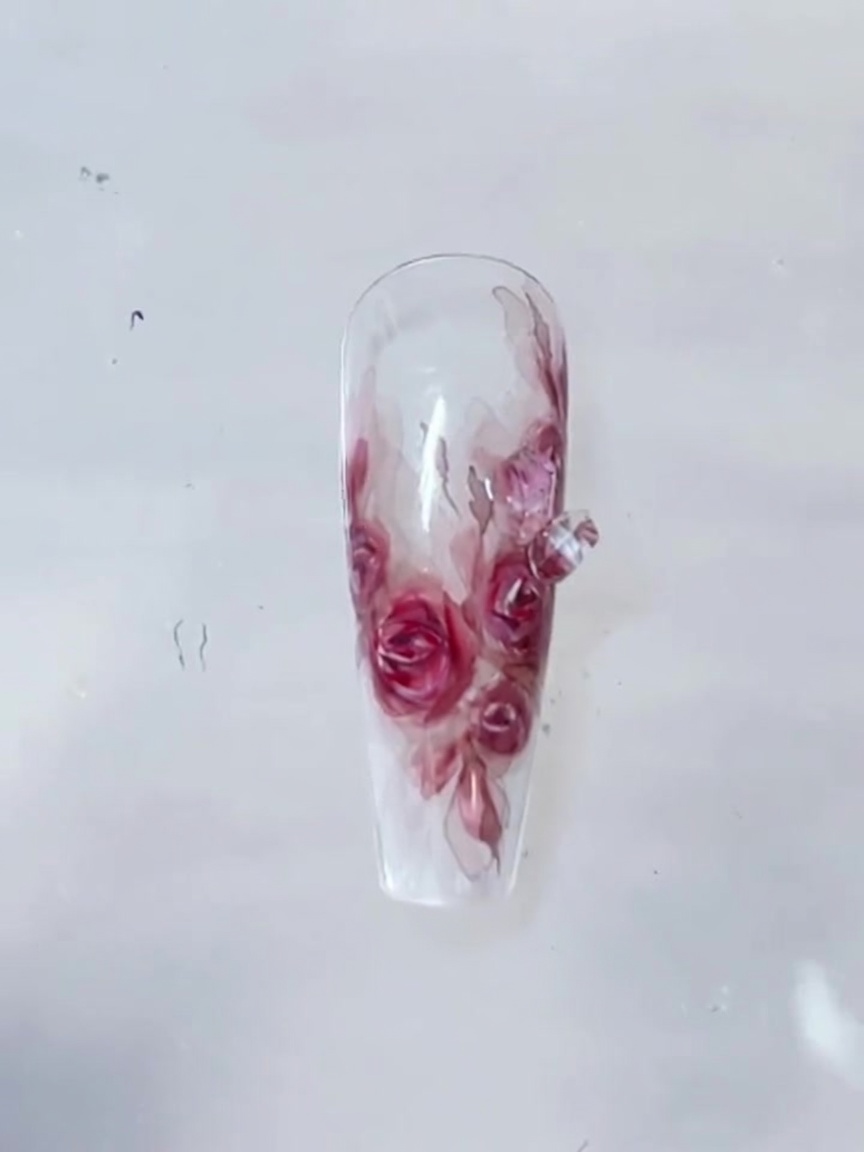 Bloody Rose Hand-Painted Nail Art Tutorial