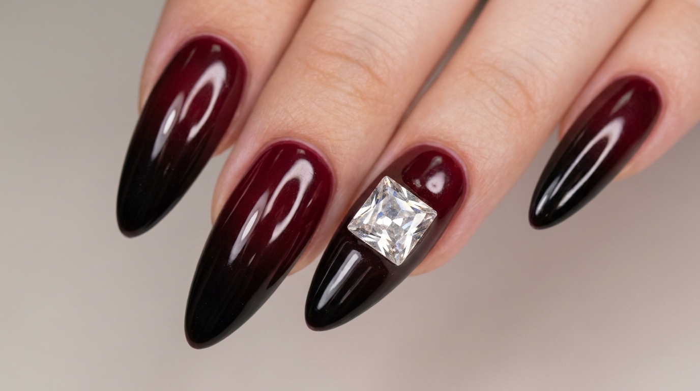 Red and Black Gradient Patted Gel Nails — Step-by-Step Tutorial