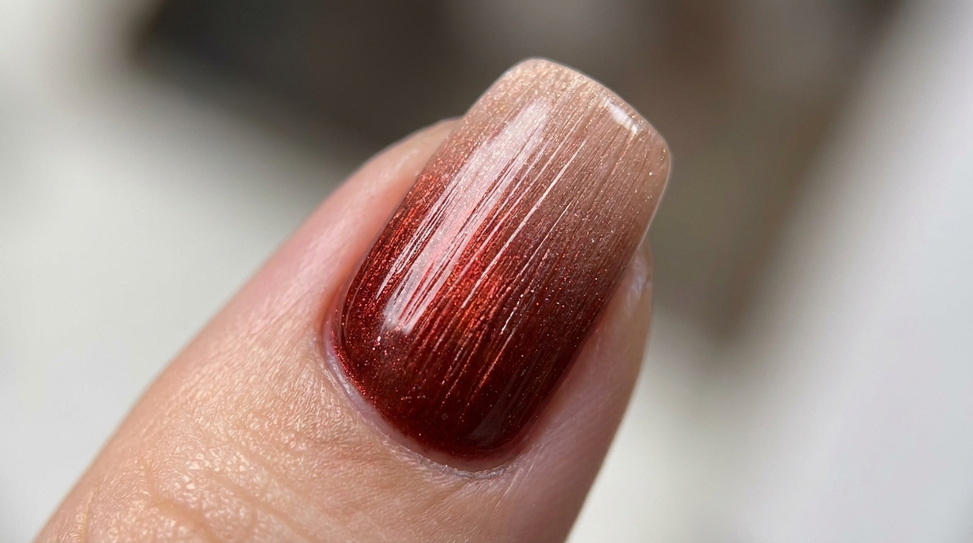 Red Gradient Cat-Eye Metallic Nails — Autumn Step-by-Step Tutorial
