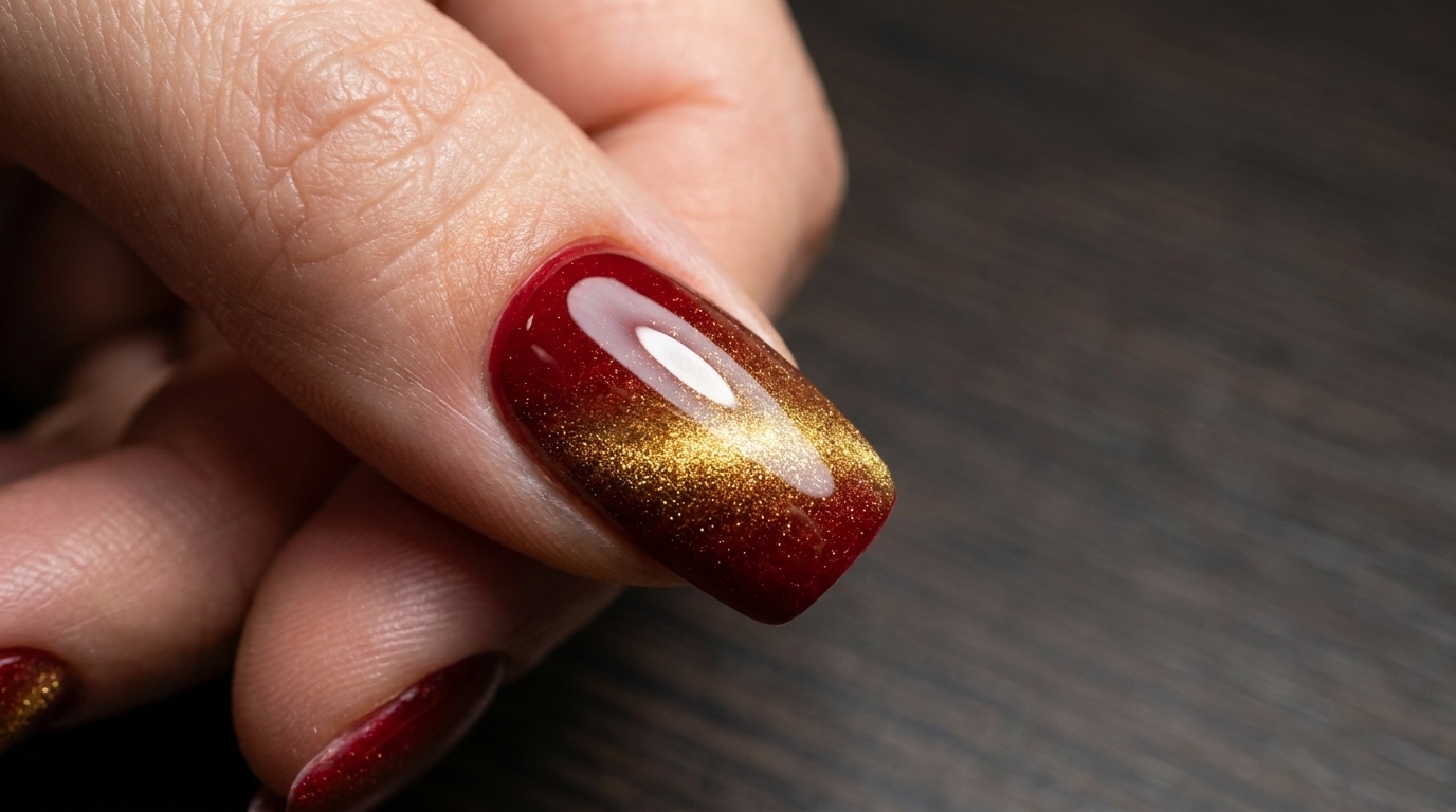 New Year Red Ombre Cat Eye Nails — Festive Step-by-Step Tutorial