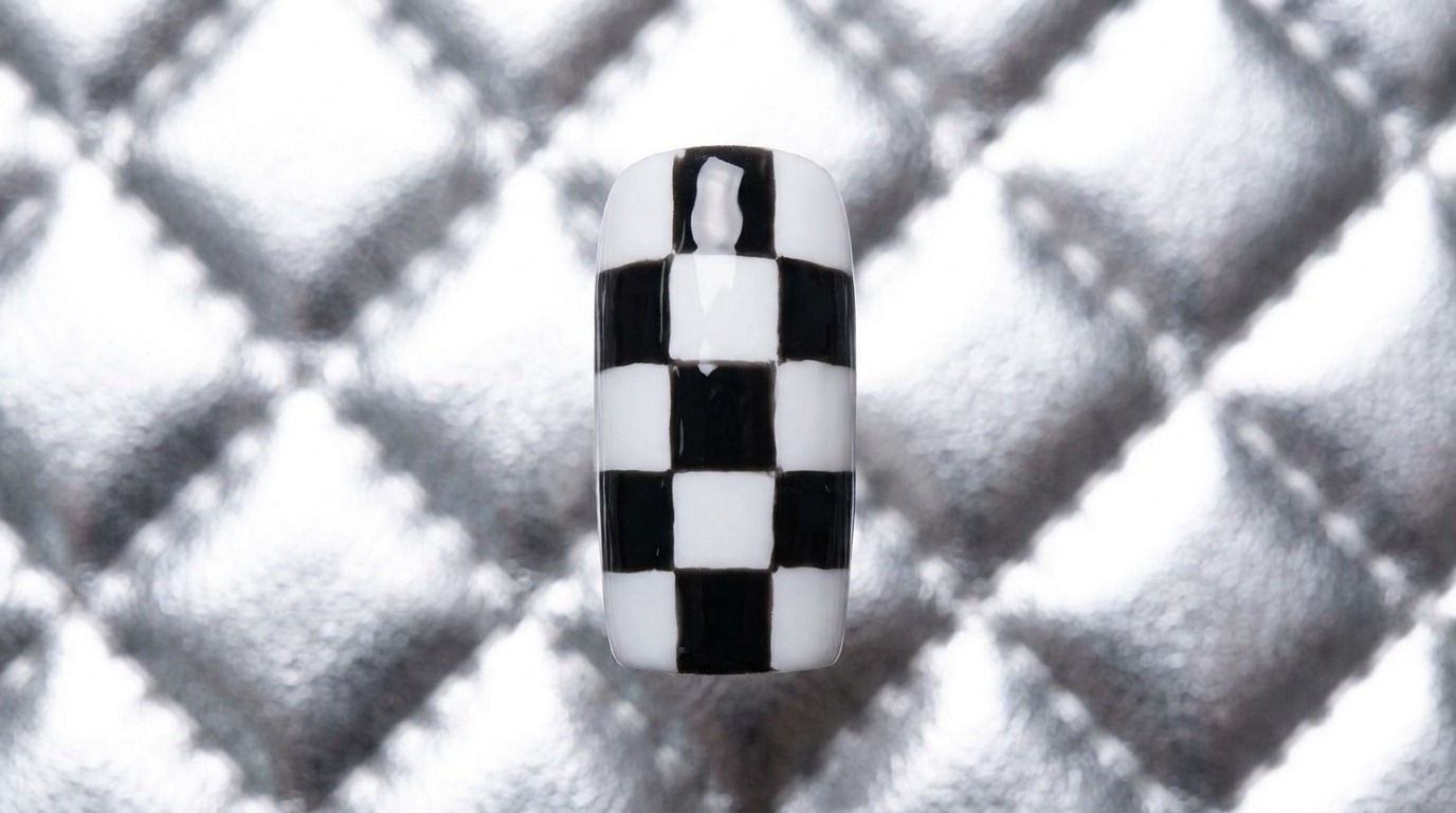 Black and White Checkerboard Nail Art — Modern Grid Design Tutorial
