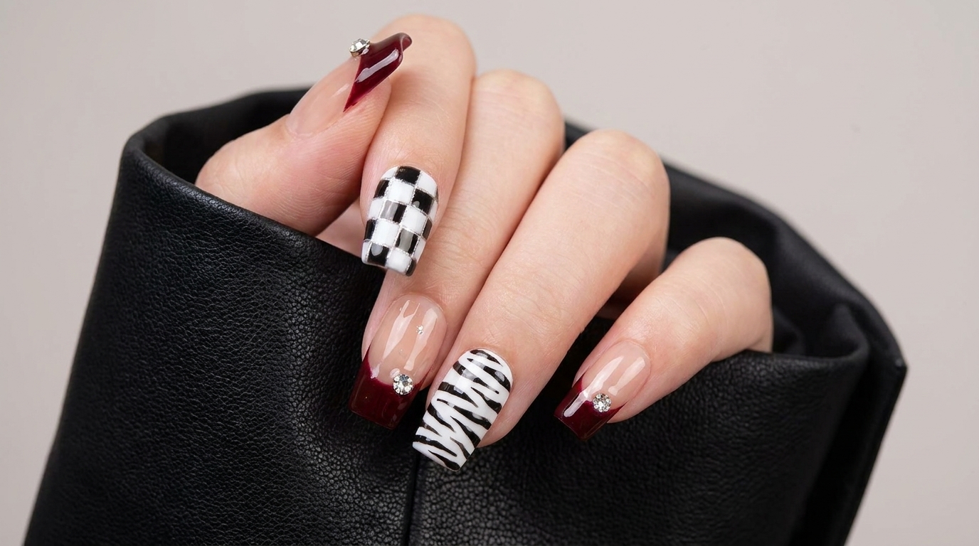 Easy Multi-Pattern Autumn Nail Art with Stamping Decals