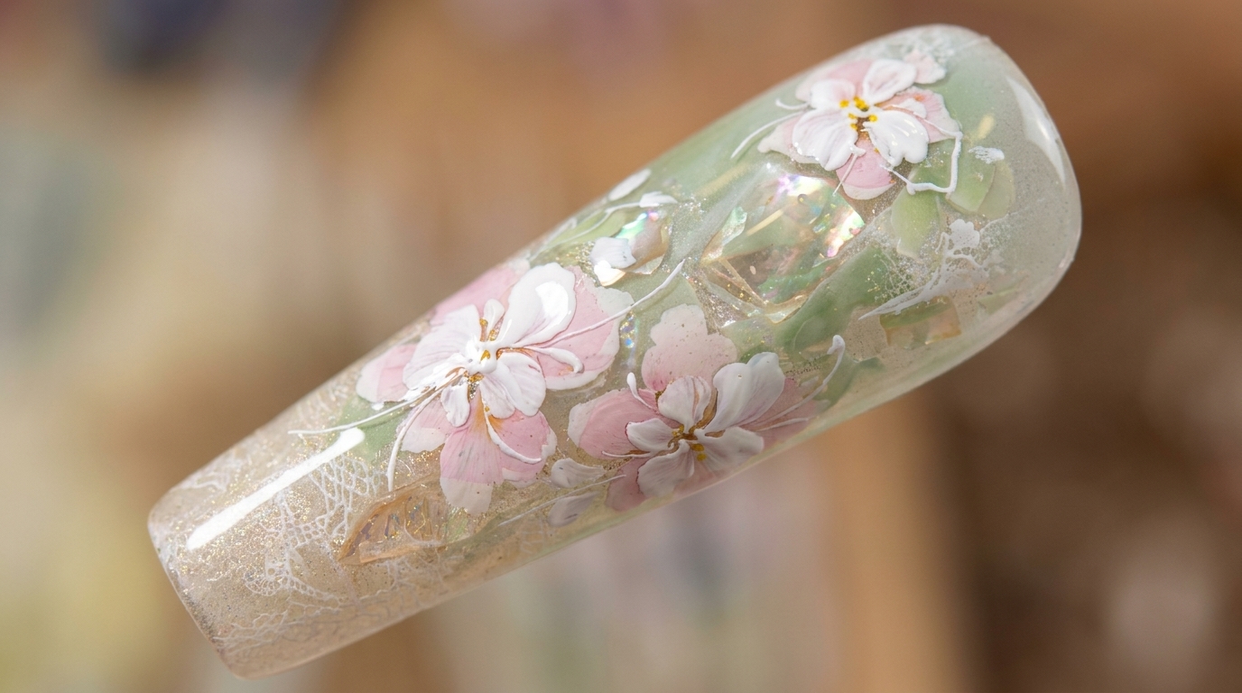 Acetate Floral Gel Nail Art — Step-by-Step Tutorial