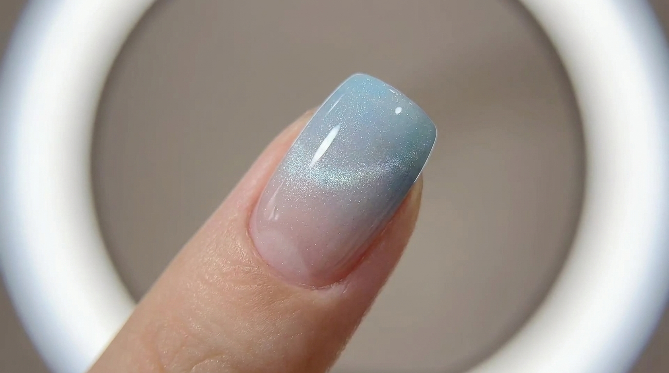 Summer Blue Gradient Ombre Cat Eye Gel Nails — Step-by-Step Tutorial