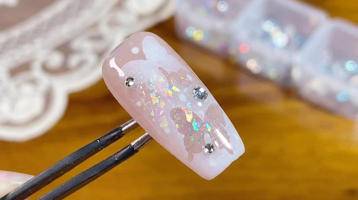 White Gradient Hollow Butterfly Nail Art — Step-by-Step Tutorial