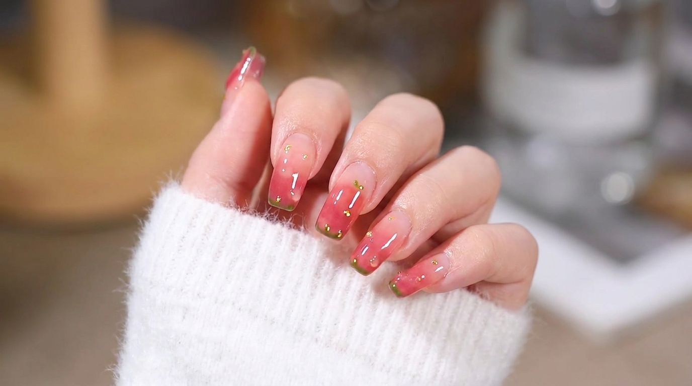 Peach Gradient Nails with Gold Accents — Step-by-Step Tutorial