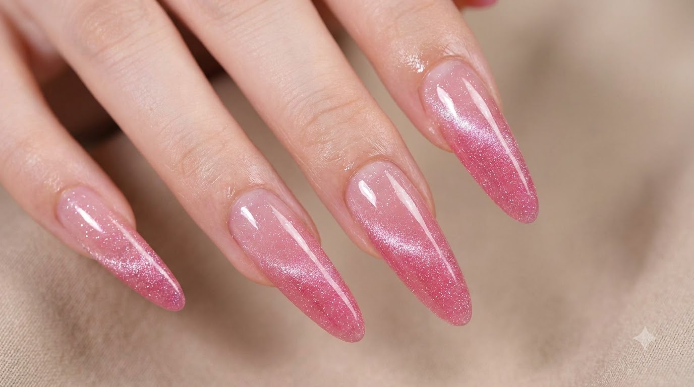 Pink Gradient Cat-Eye Nails — Summer Sparkle Step-by-Step Tutorial