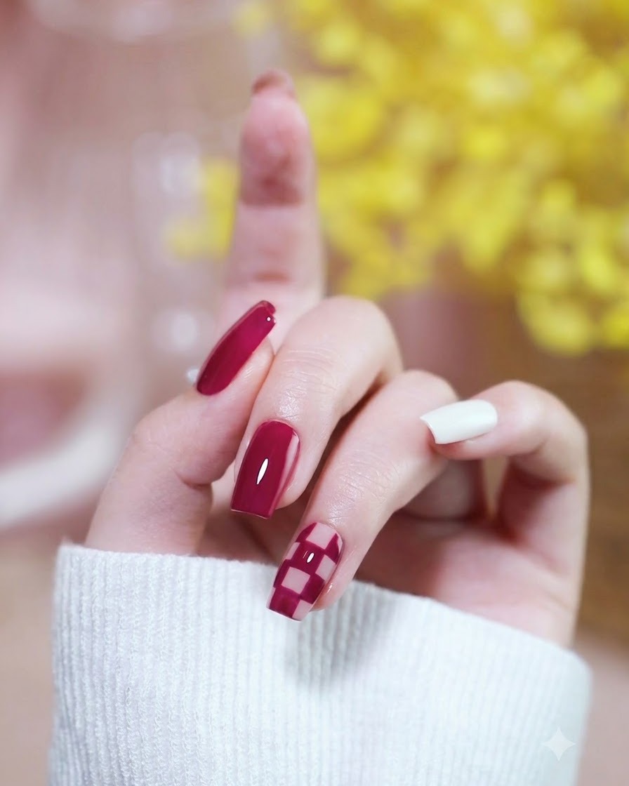 A close-up view of a brush applying clear gel base coat onto a prepped nail surface.