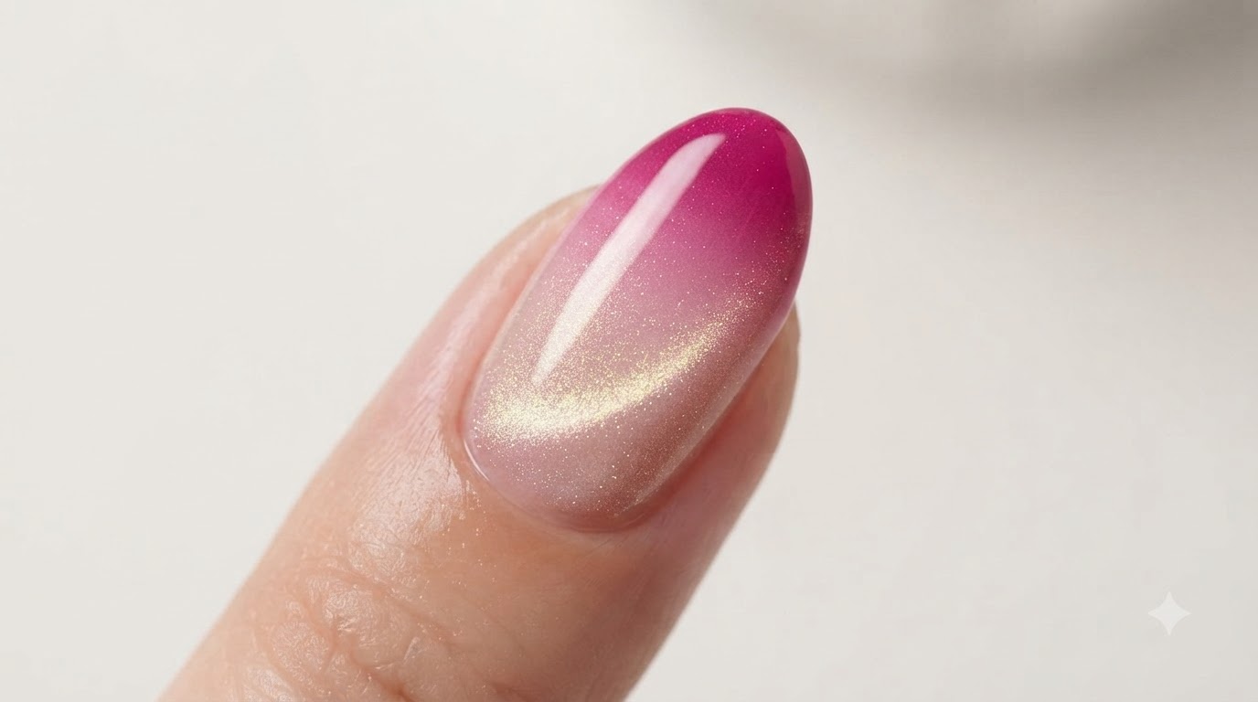 Pink Ombre & Magnetic Cat Eye Gel Nails — Step-by-Step Tutorial