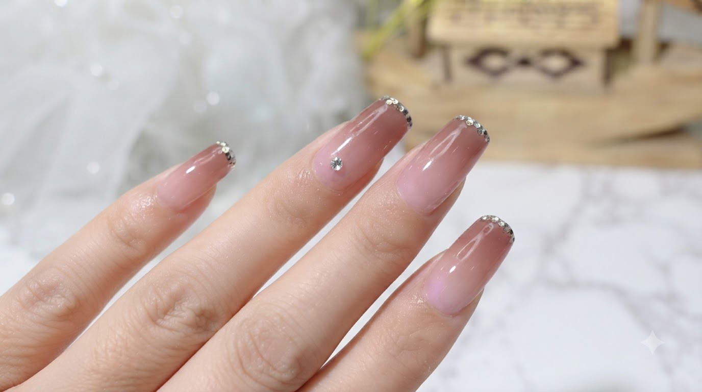 Jelly Gradient with Sequined French Tips — Step-by-Step Gel Tutorial