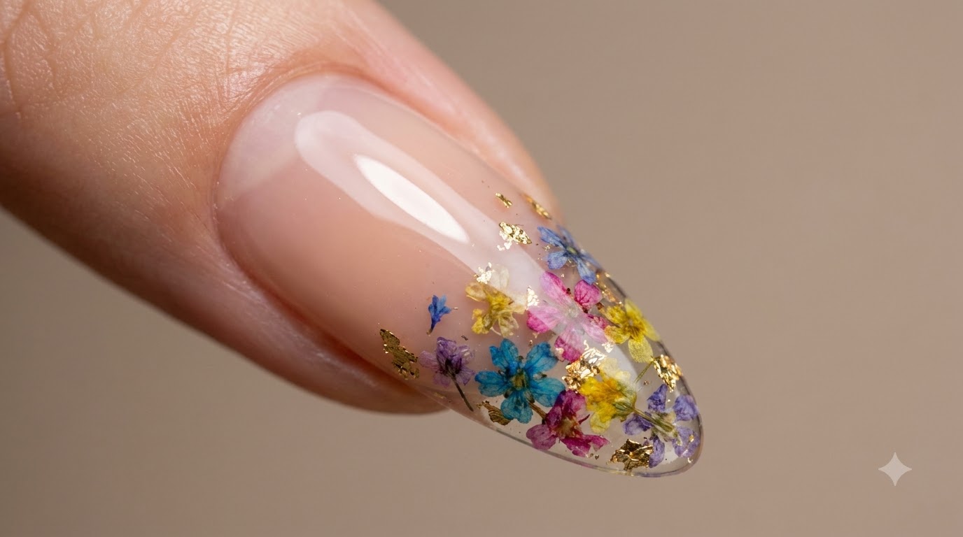 Dried Flower Gradient French Nails — Step-by-Step Tutorial