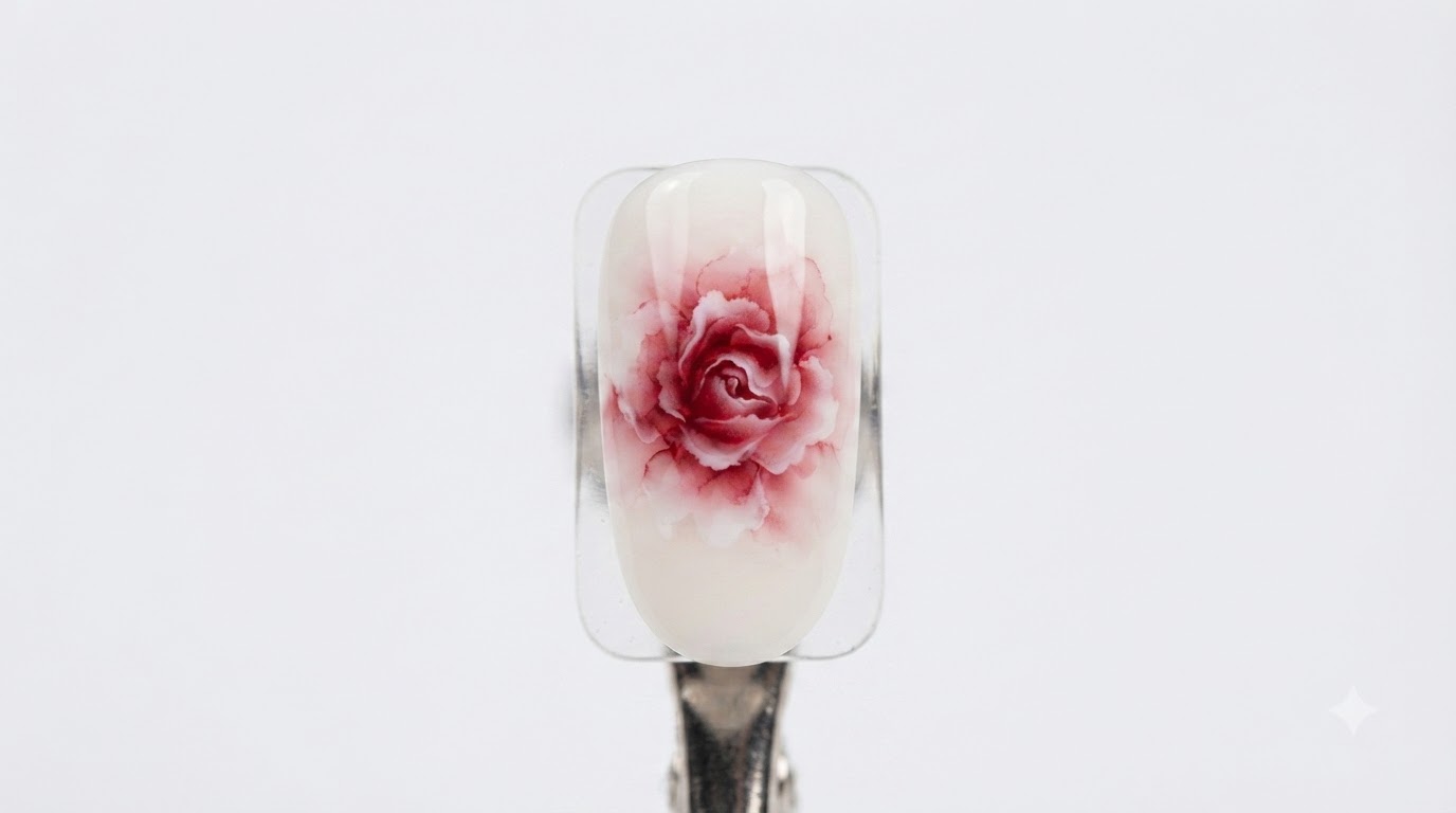 Blooming Watercolor Rose Nail Art — Step-by-Step Gel Tutorial
