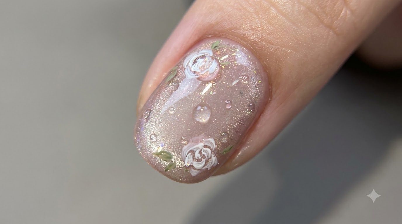 Morning Dew Rose Cat Eye Nails — Step-by-Step Tutorial