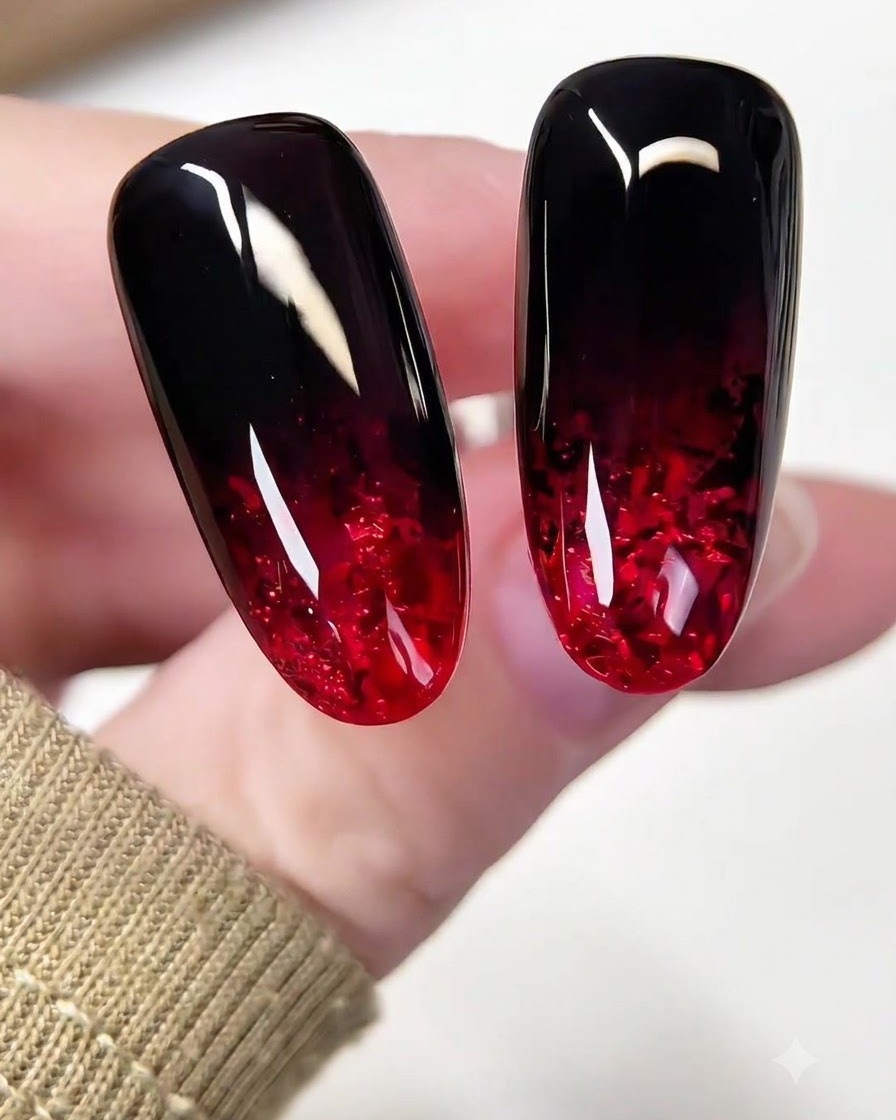 Nails placed inside a professional UV/LED nail curing lamp.