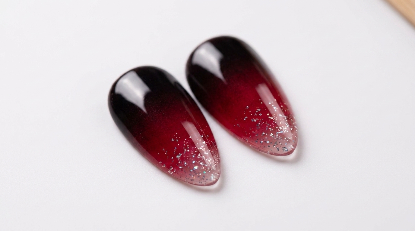 Dark Red Ruby Ombre Nails — Sparkling Gradient Step-by-Step Tutorial