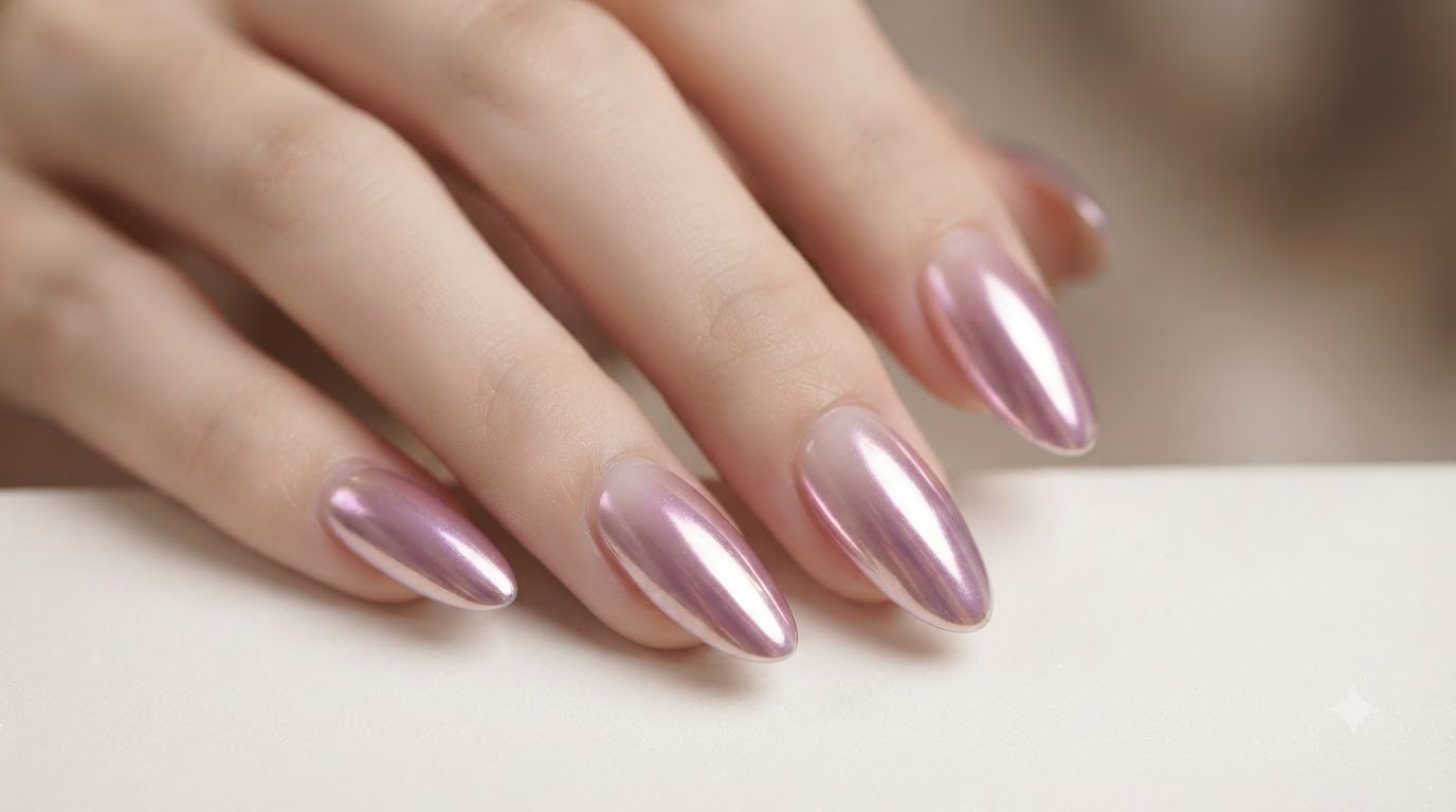 Taro Purple Milky Glass Chrome Aurora Nails — Step-by-Step Tutorial