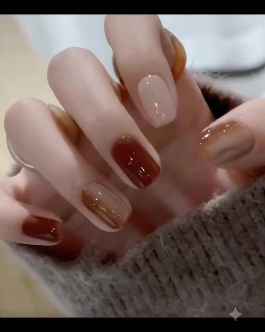 Fingers resting inside an LED curing lamp with a soft purple glow illuminating the nails.