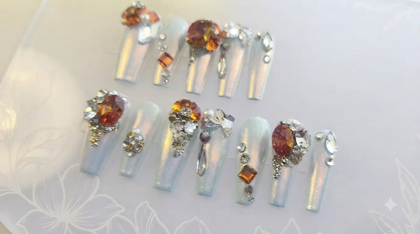 Sunset Glow Amber Gradient Press-On Nails — Step-by-Step Tutorial