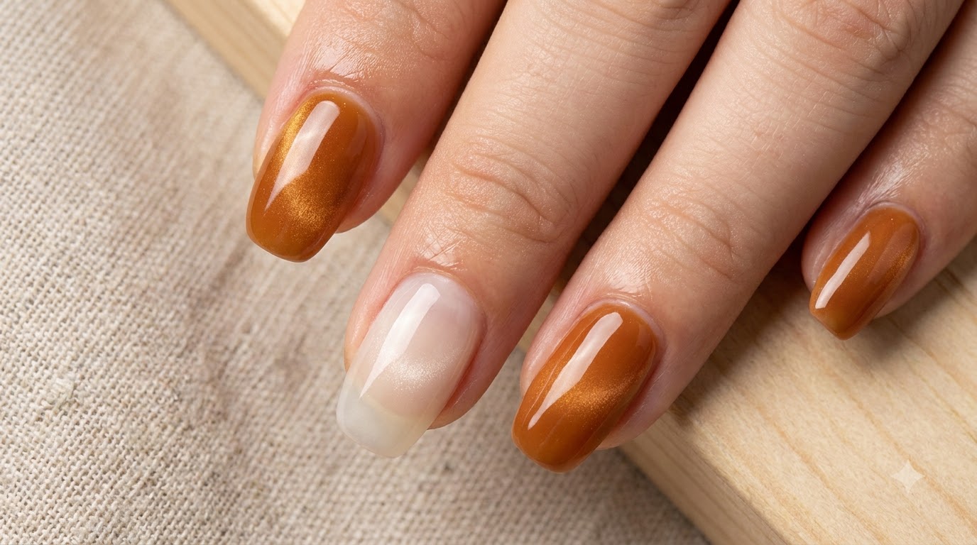 Caramel Amber Sunset Gradient Short Nails — Step-by-Step Tutorial