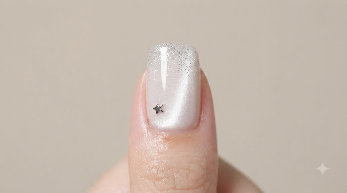 Glitter Gradient White Cat Eye Nails — Elegant Step-by-Step Tutorial
