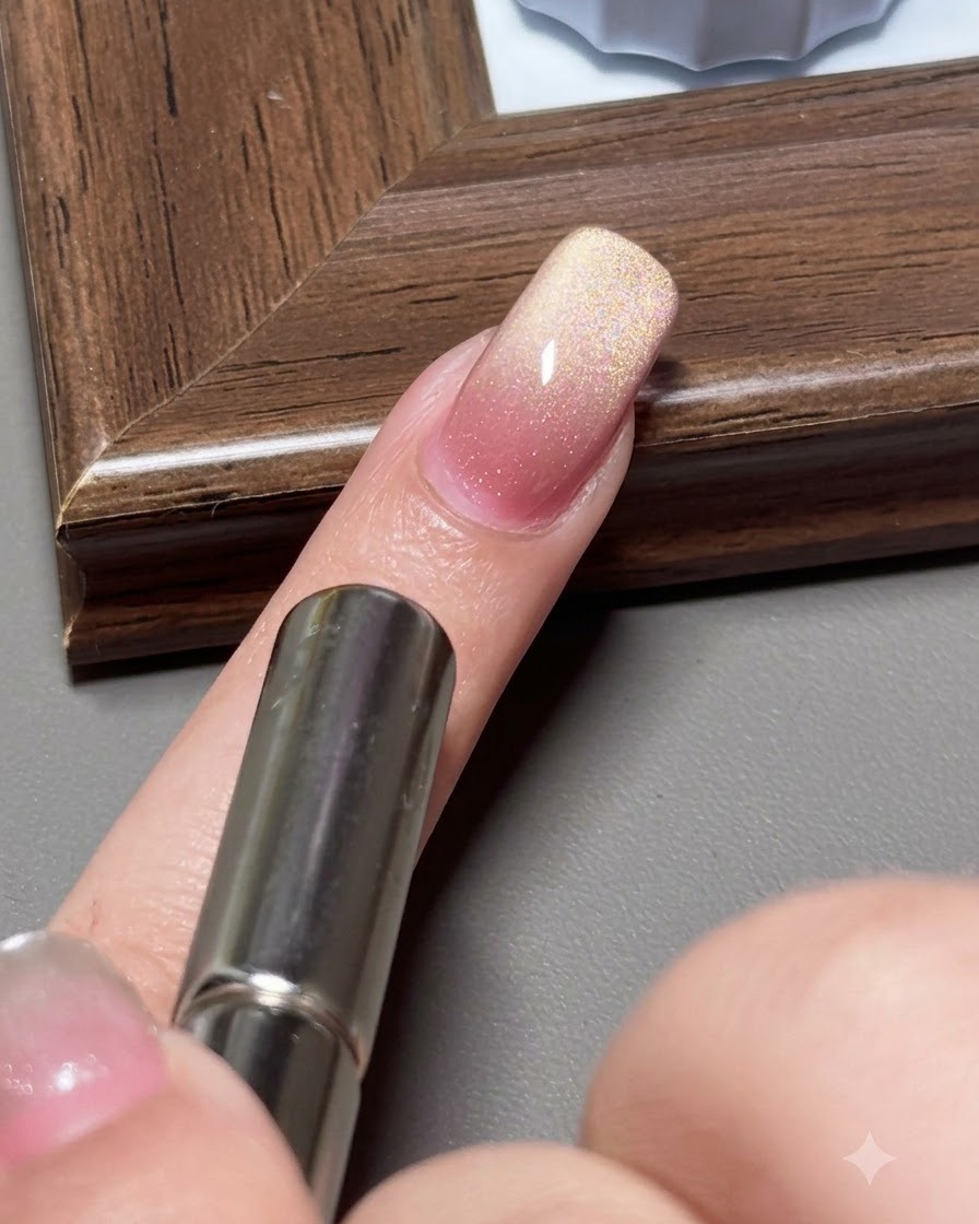 A magnet pushing from the cuticle area toward the free edge to form a gradient.
