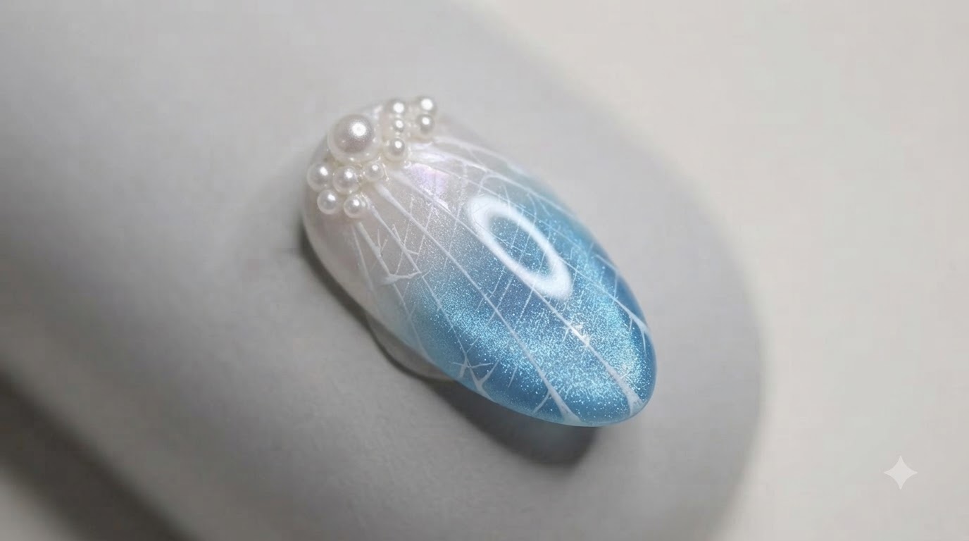 Blue Ocean Shell Cat Eye Nail Art — Step-by-Step Tutorial