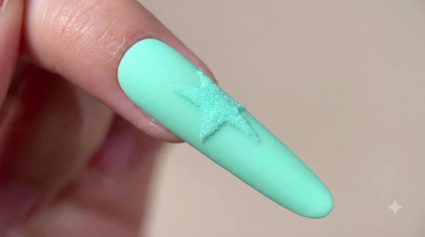 Textured Mint Green Sugar Star Nails — 3D Gel Art Tutorial