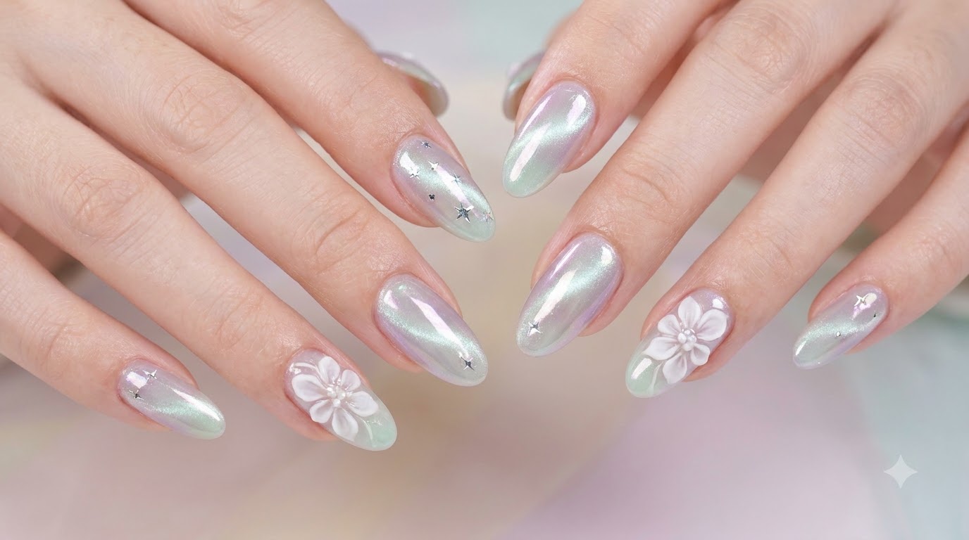 Foggy Purple Mint Water Cat Eye Nails — Summer Limited Tutorial