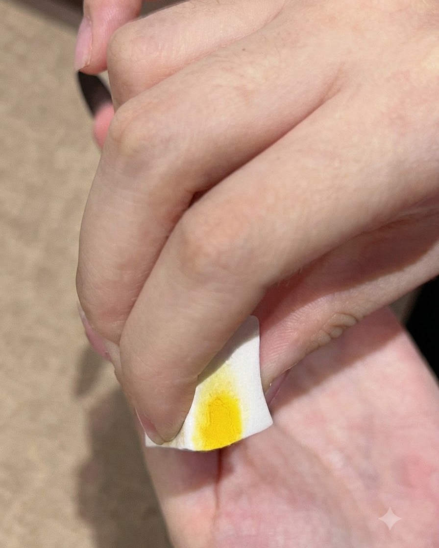 A sponge applying a final touch of black gradient color onto a manicured nail tip.