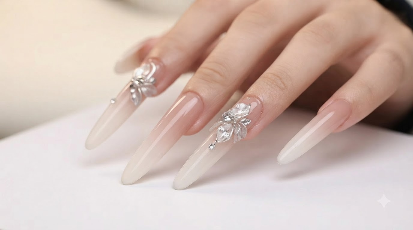 Two-Color Nude and Milky White Gradient Gel Nails — Step-by-Step Tutorial