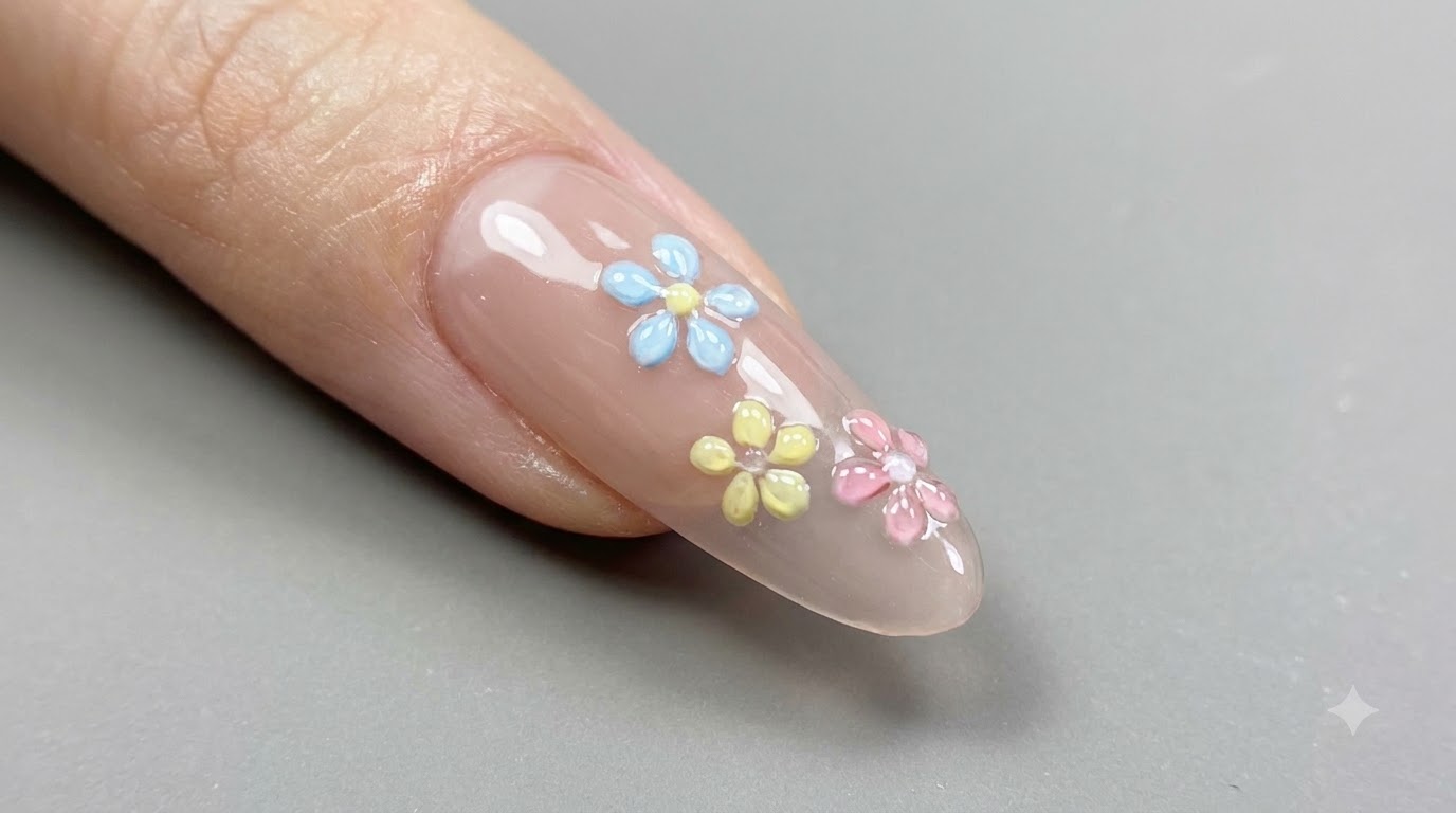 Spring Ice-Clear Small Flower Nail Art — Step-by-Step Tutorial