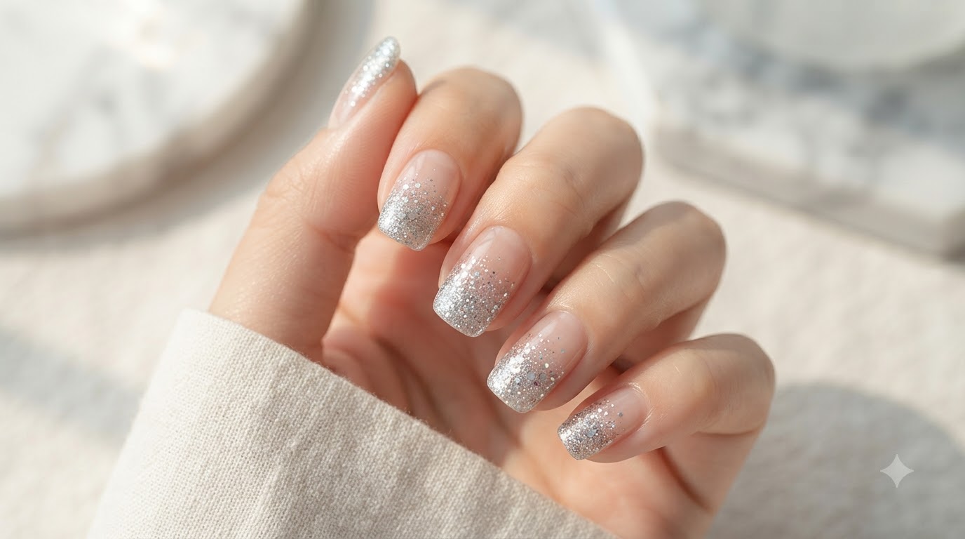 Silver Glitter Gradient Nail Stickers — Quick & Easy Sparkle Manicure
